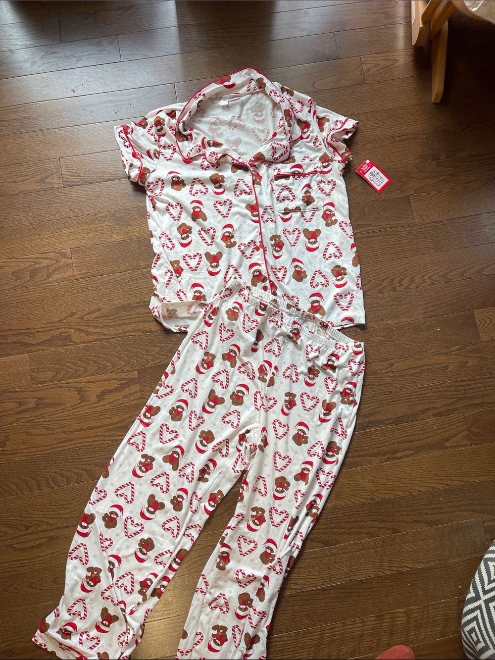 Target White and Red Holiday Gingerbread Pajama Set Sz XL, XXL